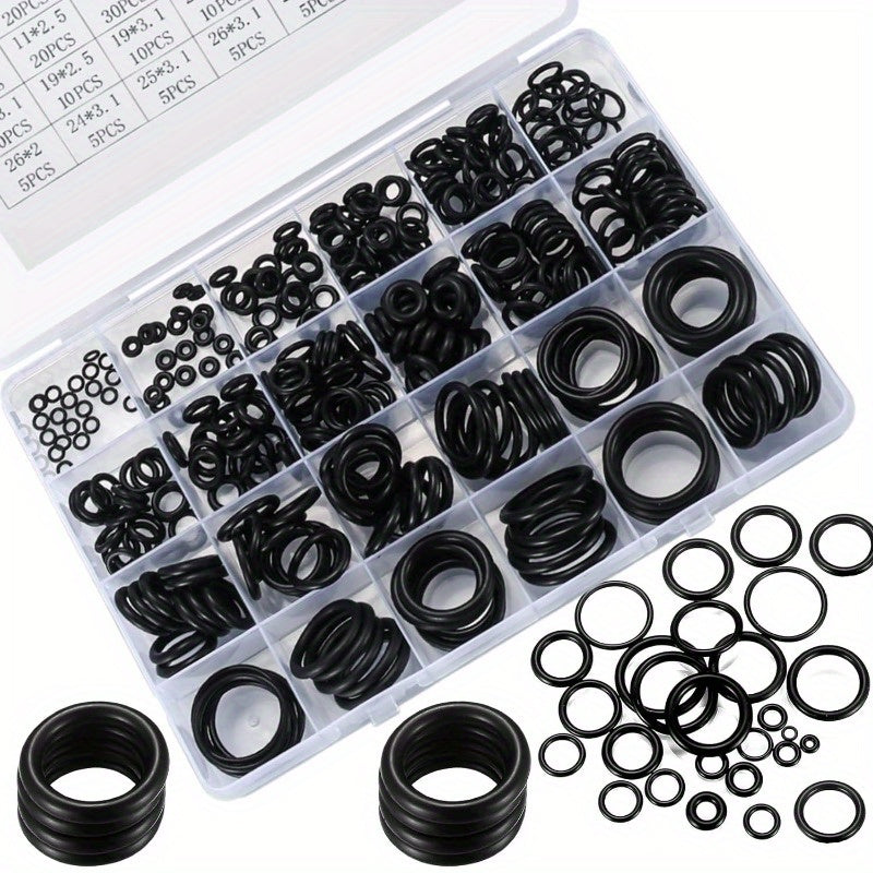 225-Piece O-Ring Assortment Set – Sealing Washers in 18 Sizes, Nitrile Rubber Round Gaskets, Elastic Oil-Resistant Seals for Professional Plumbing Repair