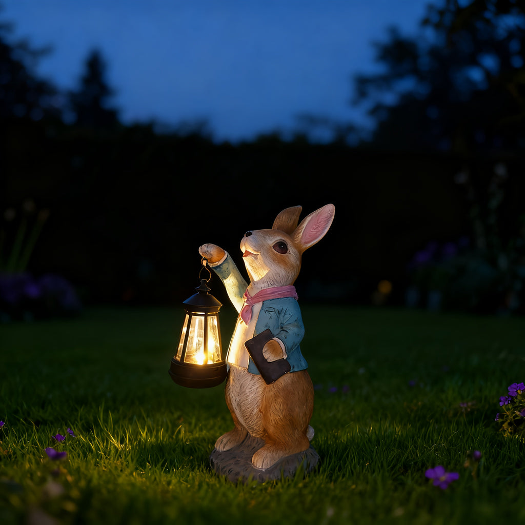 1PCS Solar Couple Rabbit Decorative Light, Cute Ornament, Courtyard Decorative Light, Creative Garden Light, Resin Statue Light, Suitable for Porch, Garden, Courtyard, Very Nice Gift