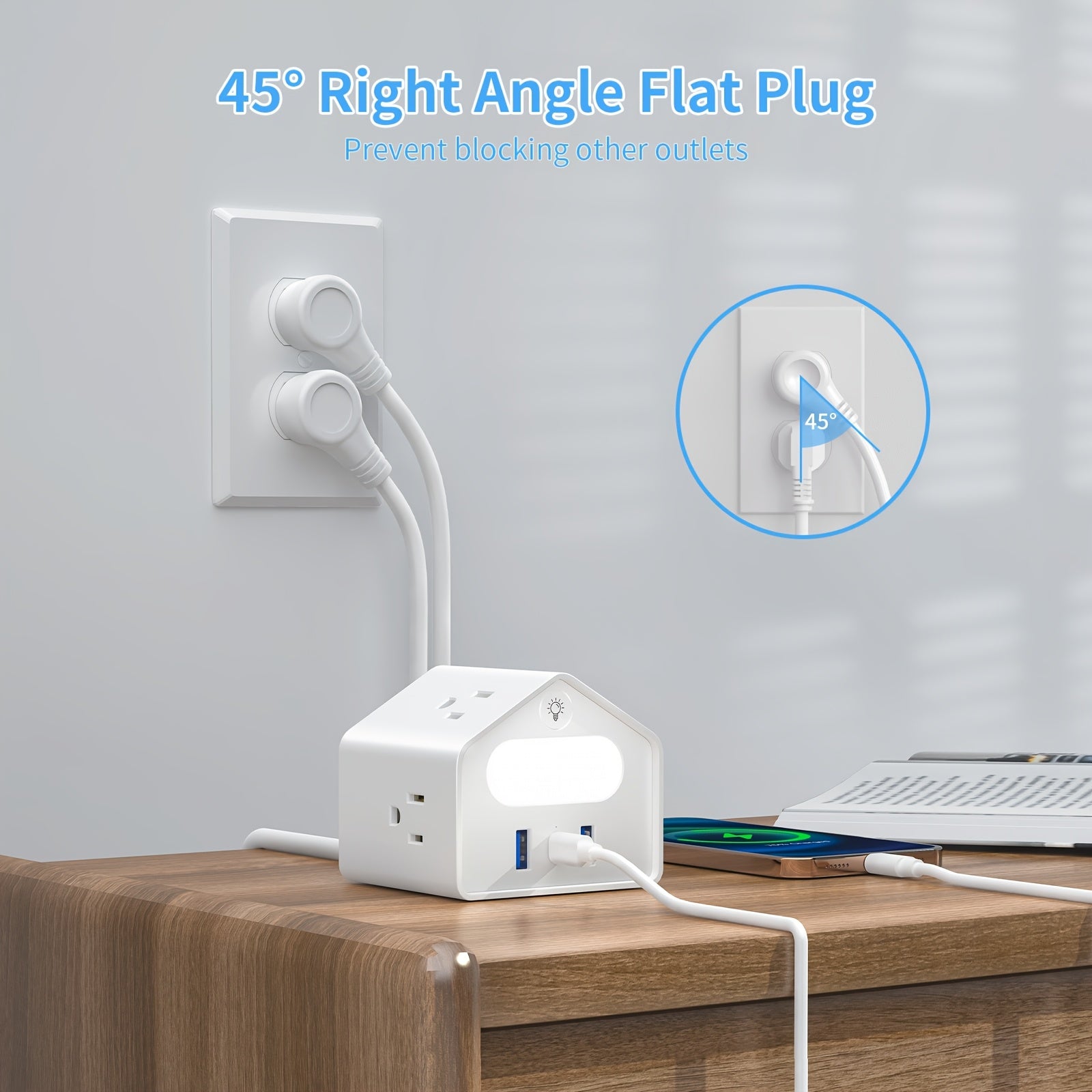 4-Outlet Power Strip with Surge Protection, Featuring 2 USB And 1 Type-C Fast Charging Ports | High-Quality 6.2Ft Cable, Enhanced Safety for Home, Office, And High-Power Devices