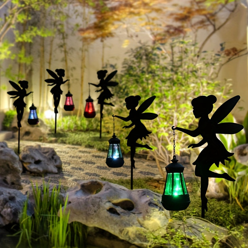 2-Piece Solar Fairy Shadow Light - Perfect Floor-Standing Decoration for Garden, Colorful Garden Ornament, IP44 Splash-Proof Solar Charging, Suitable for Outdoor Spaces, Camping Decoration, Valentine's Day Gift (Colorful Light / Warm Light)