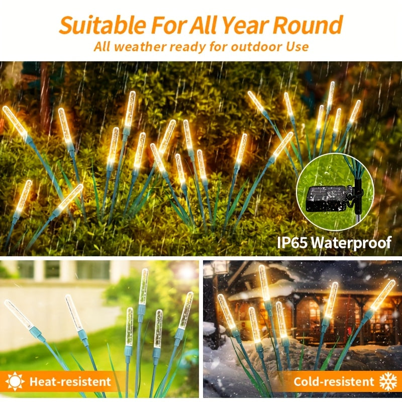 Solar Courtyard Light - IP65 Waterproof LED Outdoor Fairy Light, Swaying Reed Design, Suitable for Patio, Courtyard and Pathway Decoration, Solar Powered, Warm White Light Garden Solar Light
