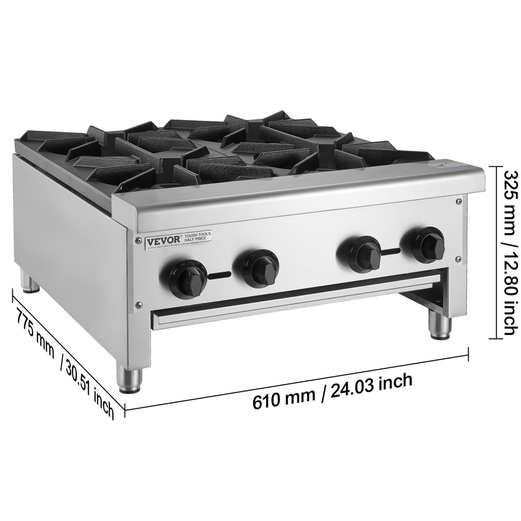 VEVOR Commercial Gas Stove, 1/4 Burner Countertop Cooking Hot Plate, Kitchen