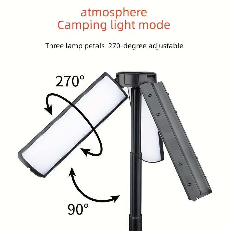 Cross-border multi-functional telescopic stand camping ambiance light, 270° adjustable fill light, zoom flashlight 2-in-1, outdoor best-selling product