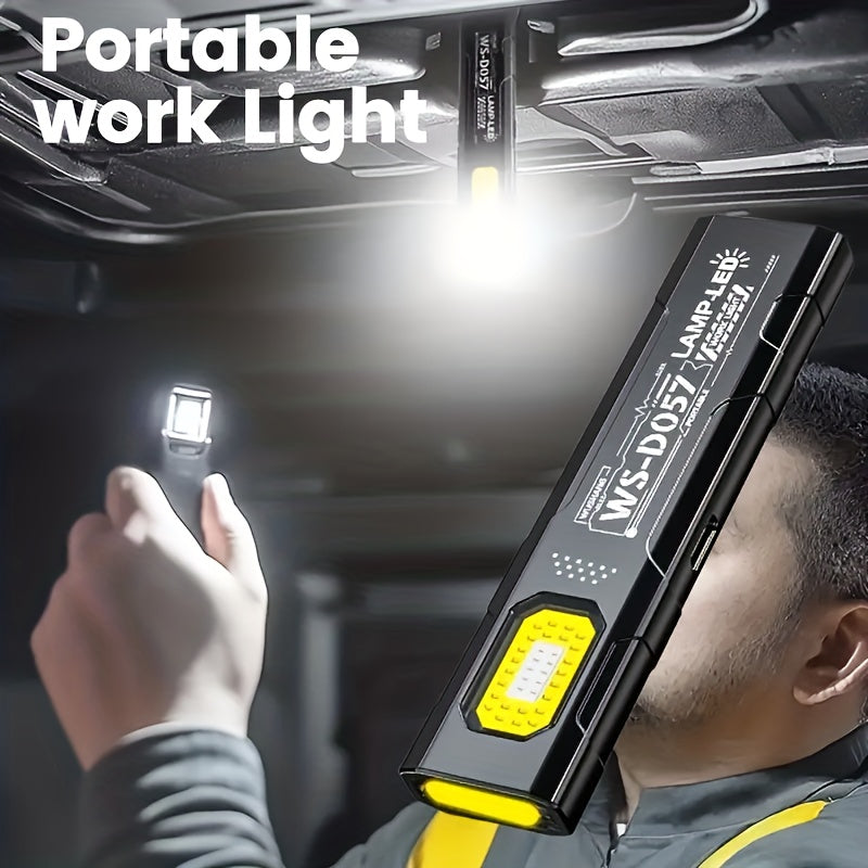 Mini LED Flashlight - USB Rechargeable, Magnetic Base, 5-Level Dimming, with Side Light & Clip, Includes Velcro & Cable, Ideal for Emergencies, Fishing, Maintenance & Emergency Light, Stylish Design, Durable Construction
