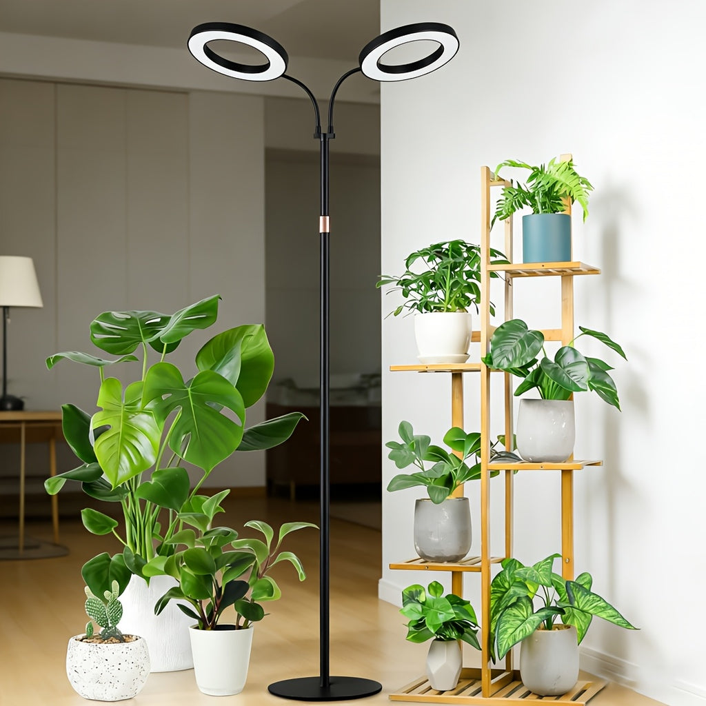 Indoor Floor Plant Grow Light, Full Spectrum Plant Light with 68 Inch (Approx. 172.7cm) Stand, Suitable for Large Tall Plants, White Halo Grow Light with 6/12/16H Timer, 3 Light Modes & 5 Dimming Levels