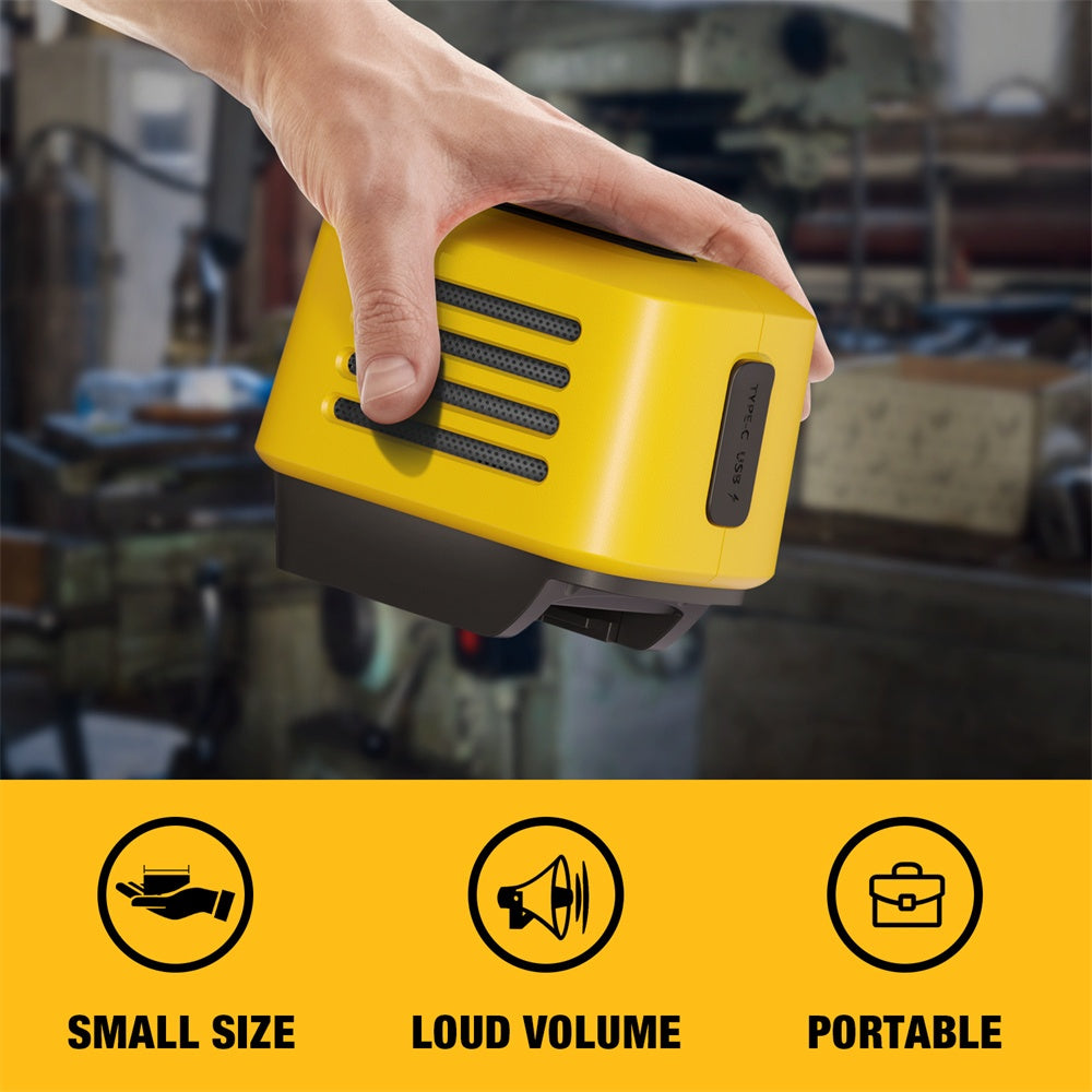 SurgeSonic 大音量 HiFi 工地扬声器，适用于 DeWALT 18V 和 20V Max 电池 - 便携式高保真立体声音响，带 USB-A/C 充电、PD20W、低音、无线连接、应急灯，非常适合车库工作、建筑、户外派对、节日礼物（不含电池）、Hi-Fi 便携式盒子