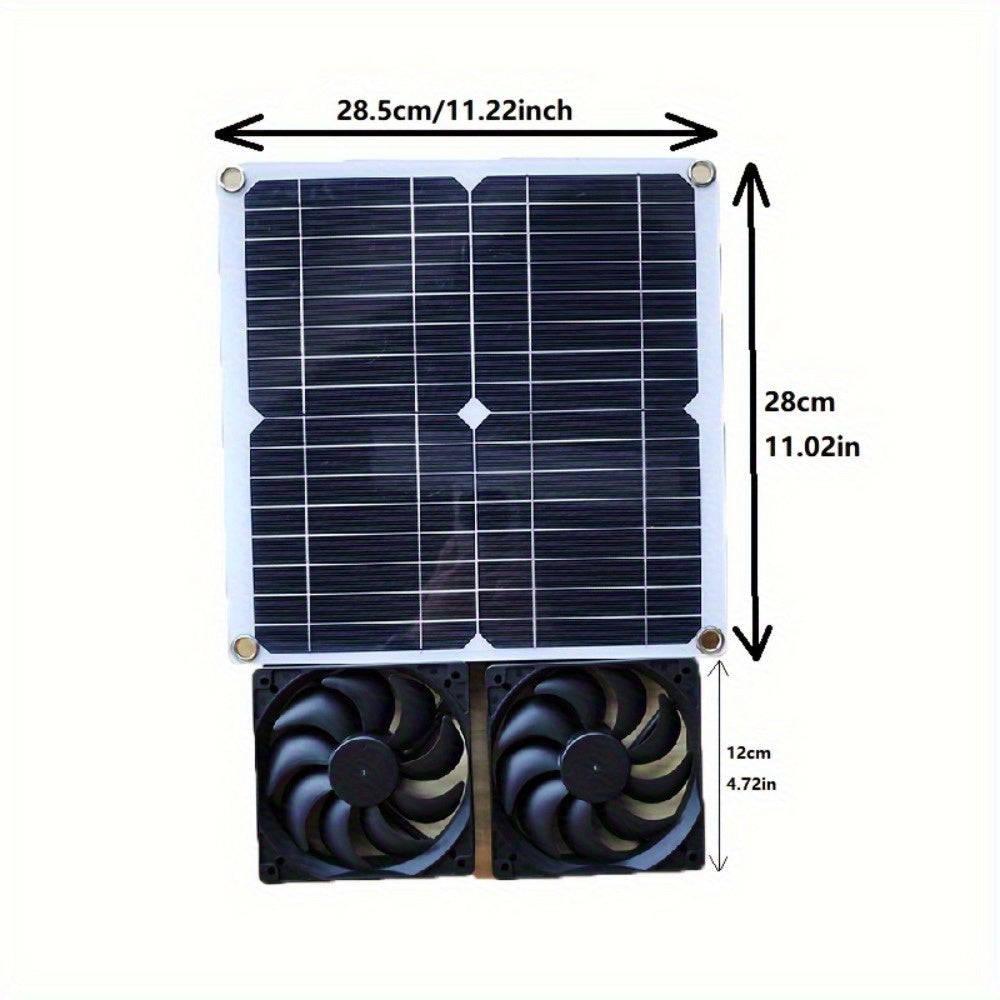 20W Solar Fan Kit, Dual Fan Cooling & Ventilation, Perfect for Chicken Coop, Greenhouse and Shed, Solar Panel with Adjustable Mounting Bracket