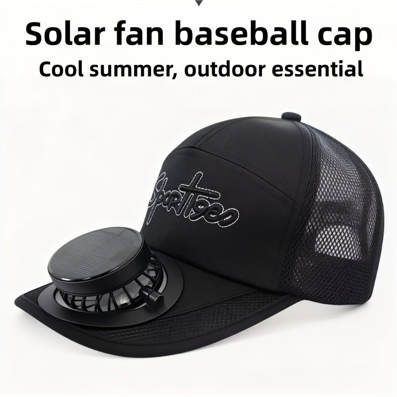 Solar Fan Baseball Cap, Hiking & Camping Hat, Adjustable Head Circumference for All Sizes, Solar + USB Multi-Charging Fan, New Design with Light Sensor Start, No Noise for More Comfort, 650mAh Large Capacity Lithium Battery for Longer Use