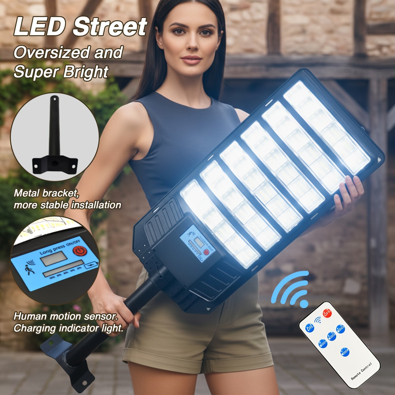 Zero Electricity Cost Professional Solar LED Light, 270° Wide Angle IP65 Heavy Duty Security Sensor Light | Suitable for Farm, Driveway, Garage, Patio, Fence, Deck, Pool, Shed, Wall and Winter-Use Remote Dimming | Christmas & Black Friday Special Offer