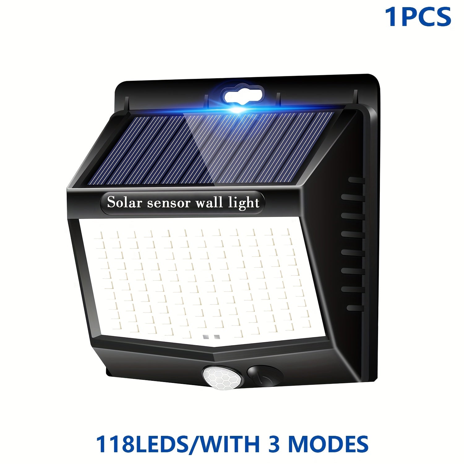 1/2/4 Pack Outdoor Solar Street Light, with 118 LEDs, Motion Sensor and Light Sensor Wall Light, IP65, Exterior Wall Light with 3 Modes, Perfect for Courtyard, Garage, Porch and Garden Lighting, LED Smart Night Light, Dusk-to-Dawn Searchlight