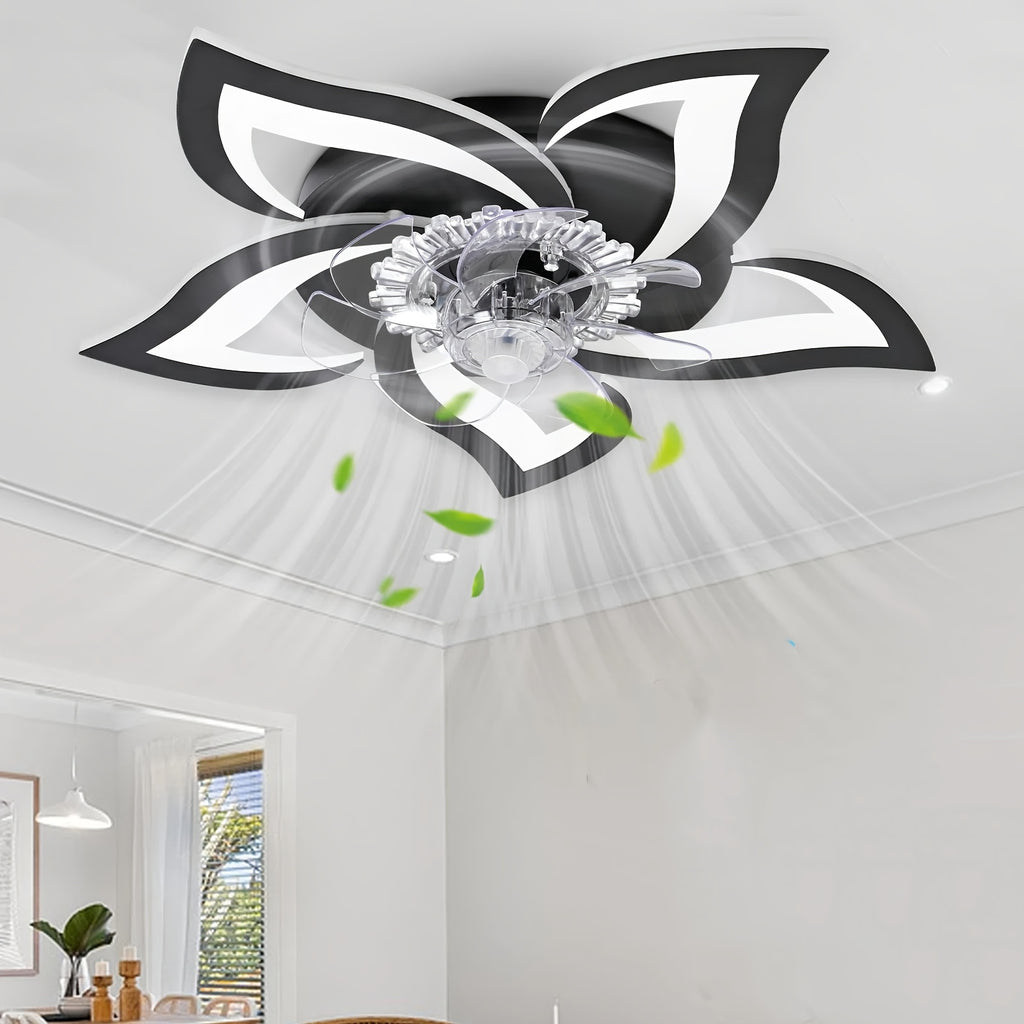 27 Inch Silent LED Modern Acrylic Ceiling Fan Light, Stepless Dimmable Speed Decorative Fan, Suitable for Bedroom Living Room Kitchen