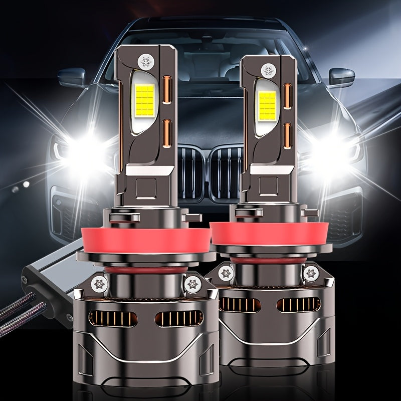 2pcs250W High-powe White Headlamp 9005/HB3-D010 4/H7/H1/H4/9003/HB2/H11/H18/H16, 60000LM 7500K 9570 CSP CHIP 950% BRIGHTNESS 12v