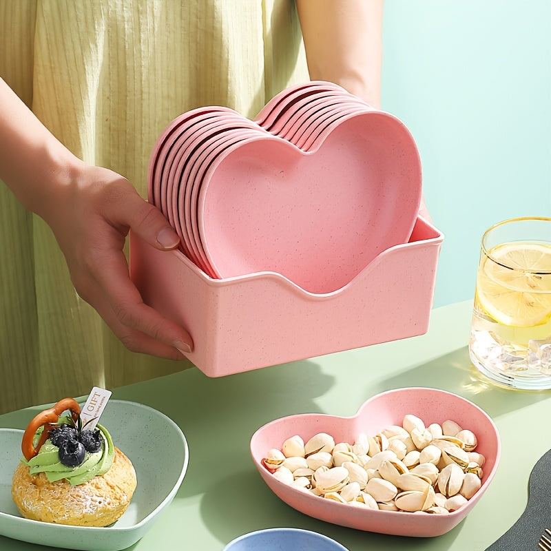 5 or 10 Pieces, Plastic Heart-Shaped Dinner Plate, Fruit Plate, Dessert Plate, Cake Plate, Snack Plate, Pickle Plate – Kitchenware, Kitchen Supplies