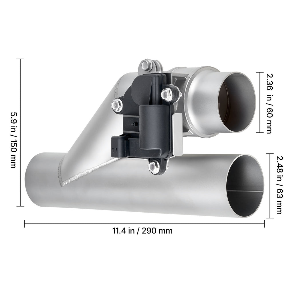 VEVOR Electric Exhaust Cutout, 2.5 Inch Universal Stainless Steel Exhaust Valve Kit with One Controller Remote Control Kit, Cutout Valve, Y-Pipe, Remote and Box, Suitable for Trucks, Sedans, Sports Cars, SUVs