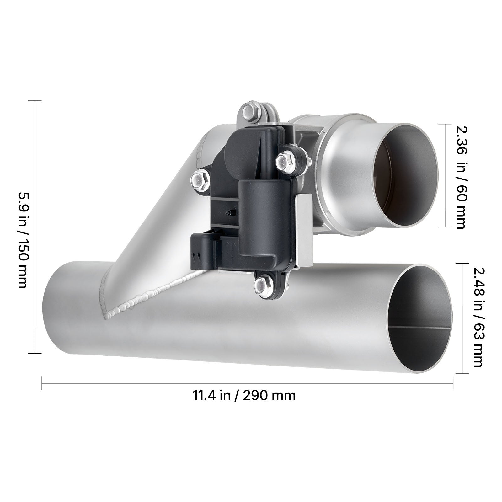 VEVOR Electric Exhaust Cutout, 2.5 Inch Universal Stainless Steel Exhaust Valve Kit with One Controller Remote Control Kit, Cutout Valve, Y-Pipe, Remote and Box, Suitable for Trucks, Sedans, Sports Cars, SUVs