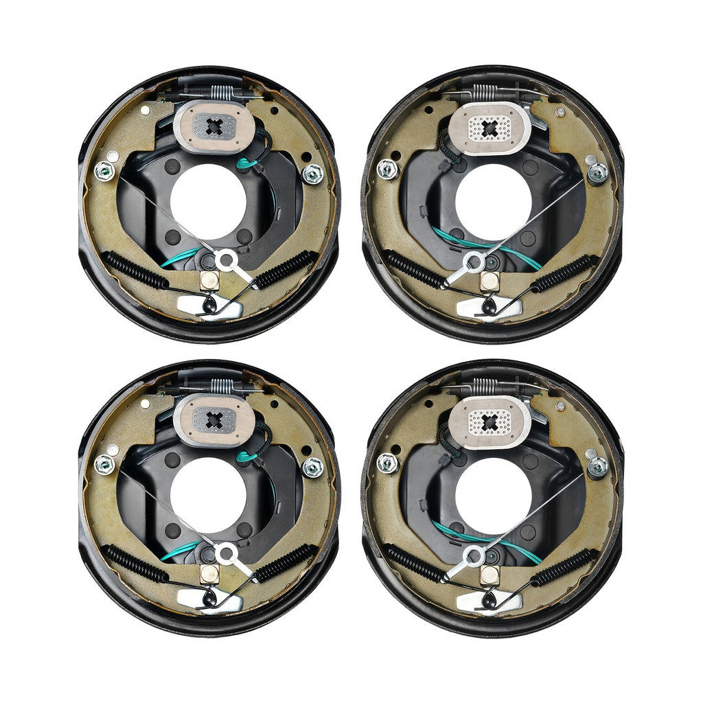 2 Pairs VEVOR Self-Adjusting Electric Trailer Brakes, 10 Inch X 2-1/4 Inch Iron Material, Operating Voltage 36-100V, 3500 Lbs Bearing Capacity, 4-Hole Mount, Replacement Brake System Backing Plate - Room Electrical / Hardwired