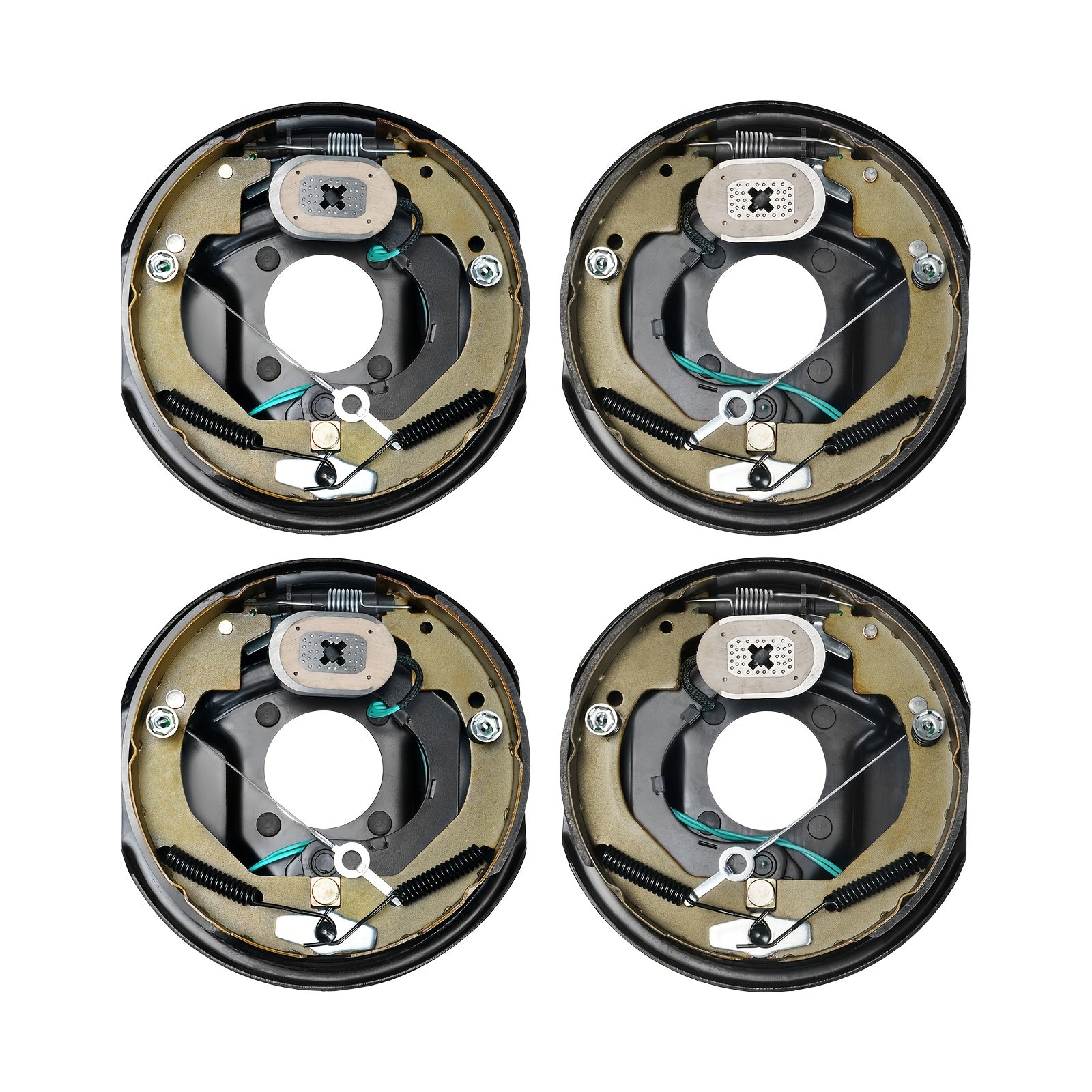 2 Pairs VEVOR Self-Adjusting Electric Trailer Brakes, 10 Inch X 2-1/4 Inch Iron Material, Operating Voltage 36-100V, 3500 Lbs Bearing Capacity, 4-Hole Mount, Replacement Brake System Backing Plate - Room Electrical / Hardwired