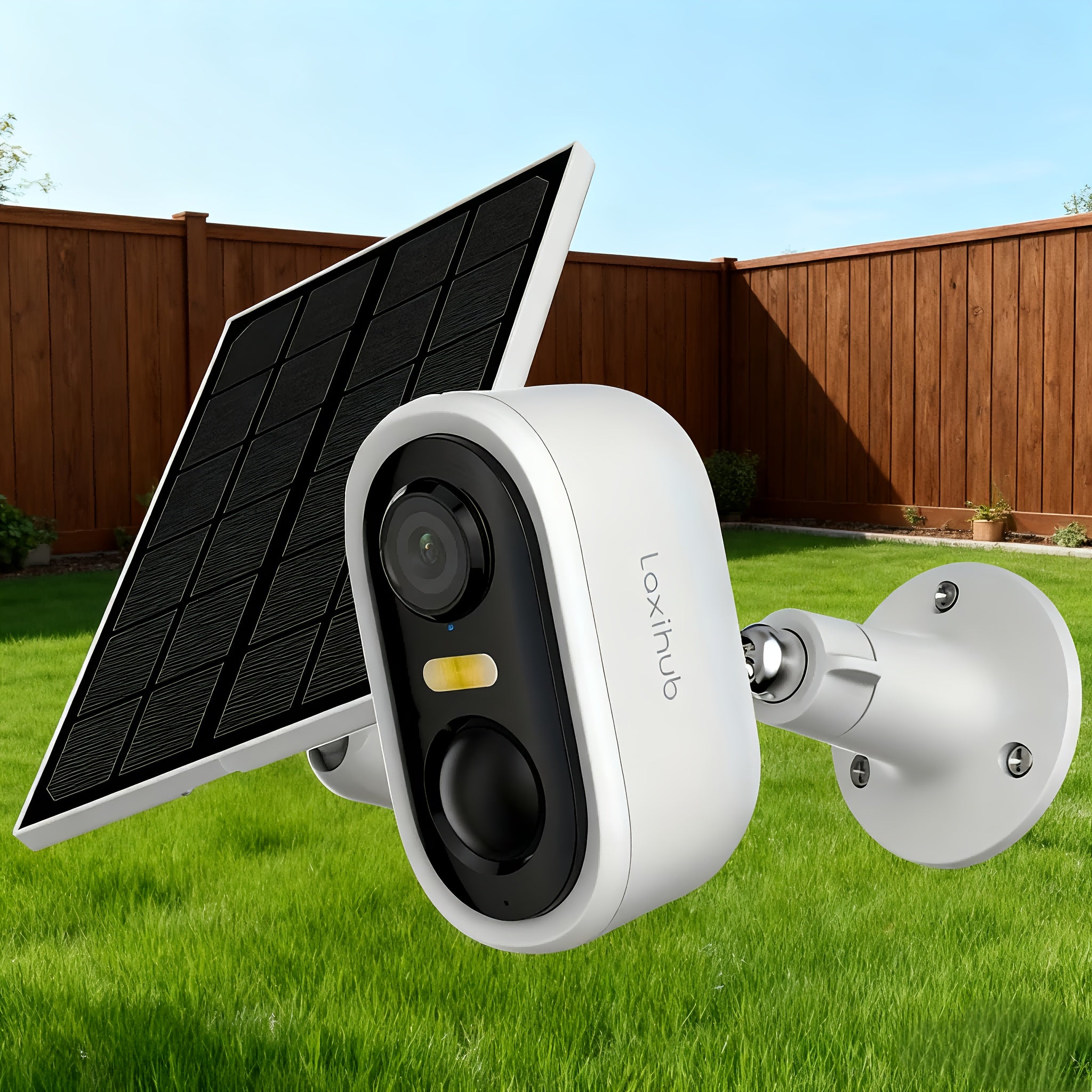 LAXUHUB 1296P Solar-Powered Outdoor Security Cameras, Wireless Rechargeable Camera with a 5200Mah Battery, Spotlight Color Night Vision, 2.4Ghz Wifi, 3MP Full HD, Two-Way Audio, Solar Operated, Capable of Detecting Humans And Vehicles