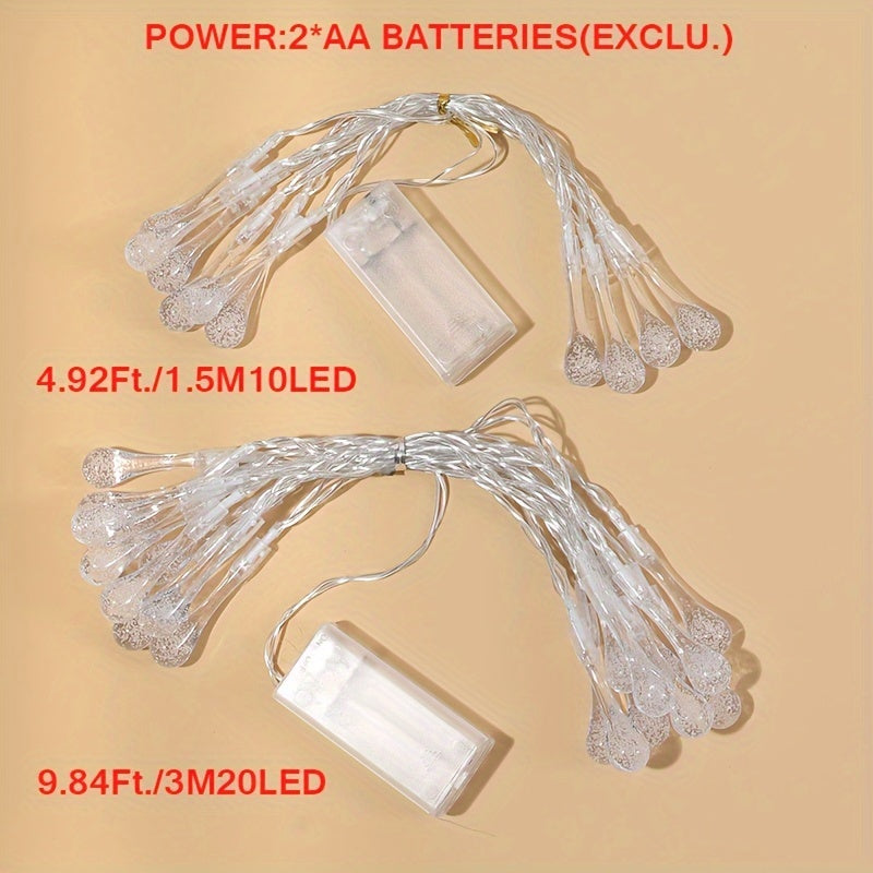 1 件 4.92 英尺/9.84 英尺家居装饰 LED 泪珠灯串，电池供电的婚礼装饰、节日装饰和室内房间装饰氛围悬挂灯，卧室墙壁装饰 LED 灯串，最适合圣诞节