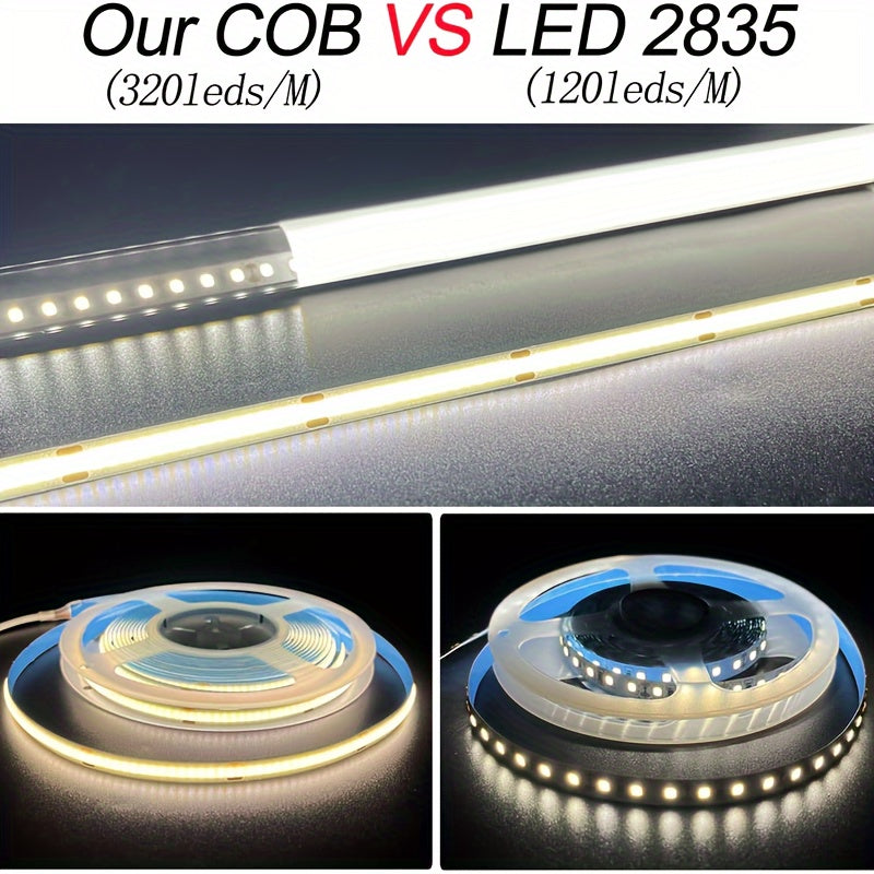 COB LED灯条- 320LED /m， 8mm宽，12V 暖白色，灵活耐用，适用于室内/室外使用，适合家庭，厨房，卧室和舞台照明，室内照明|现代照明|灵活照明，家用LED灯