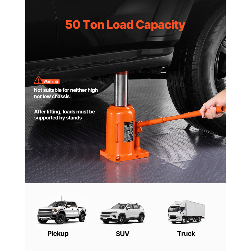 VEVOR Hydraulic Bottle Jack 20 or 50 Ton Manual High-Lift Car Auto Repair Shop