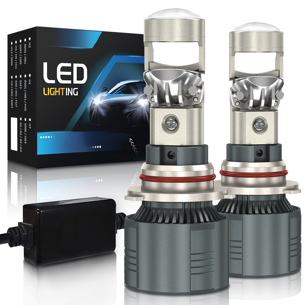 2个装 H7 H4 H11 LED 投影镜头大灯套装，兼容 H8 9005 9006 HB3 HB4 汽车灯泡，采用 6000K Canbus Turbo 高功率迷你汽车/摩托车灯，用于雾灯，不含电池