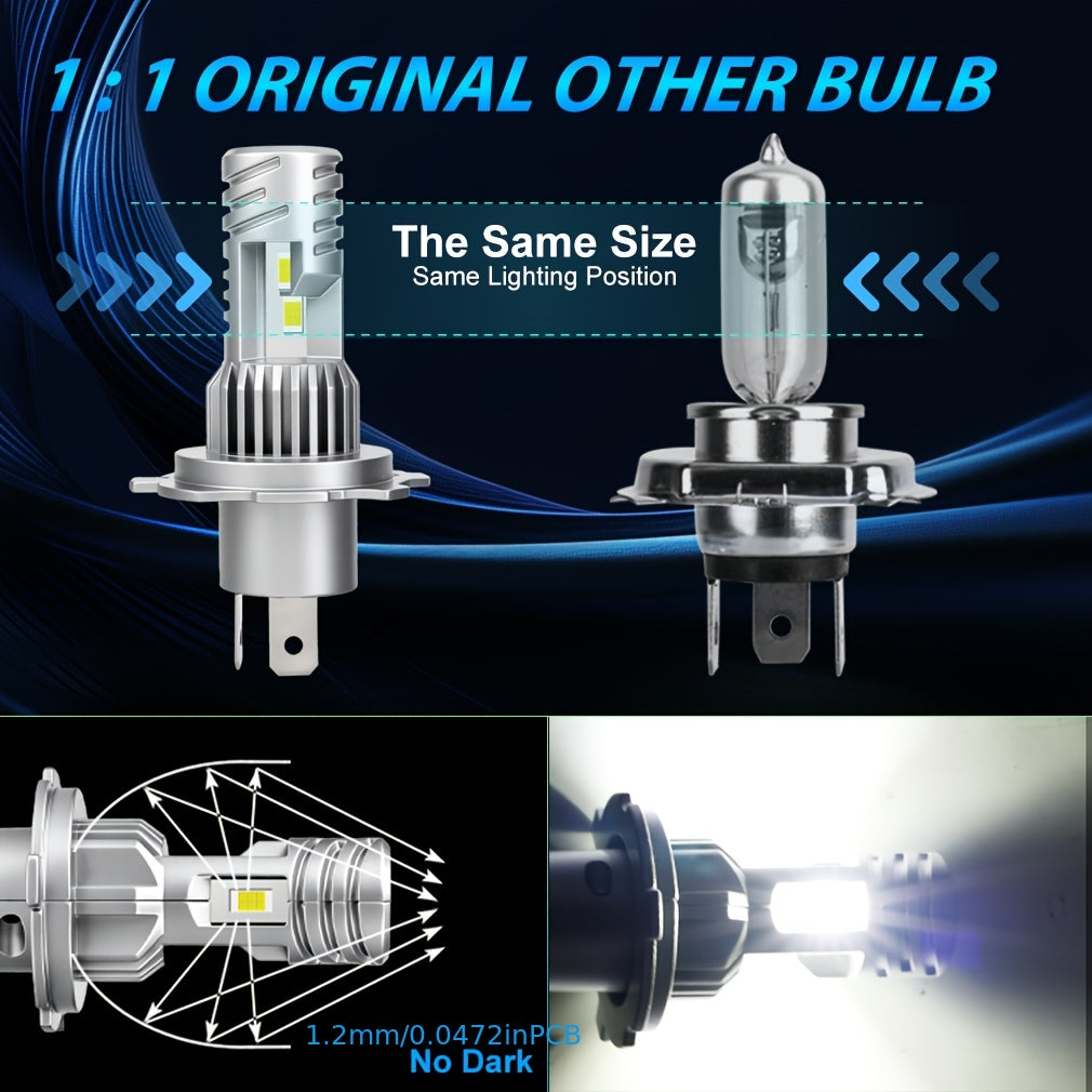 2-Pack H4 9003 LED Headlights Canbus Smart Control Super Bright H4 LED High/Low Beam for Car