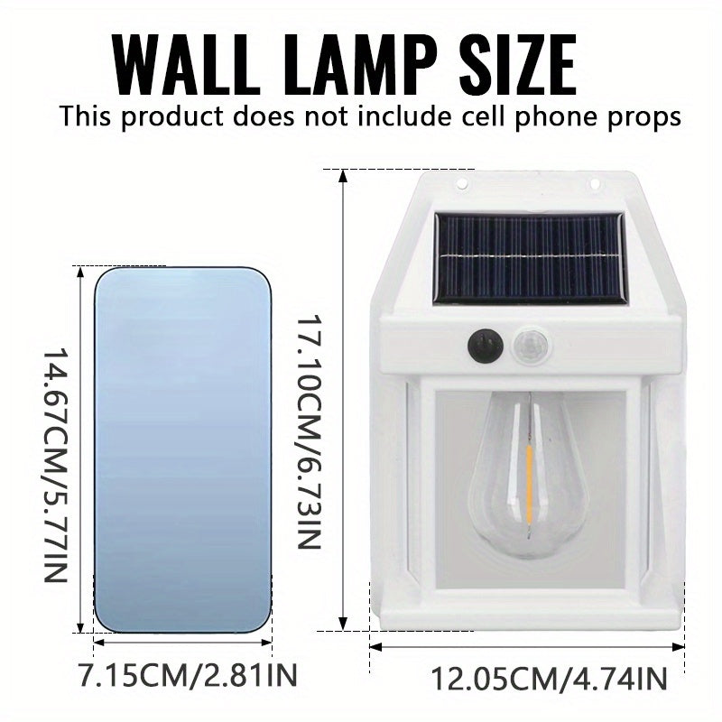 2-Pack LED Outdoor Garden White Wall Light, Solar Rechargeable Motion Sensor Villa Lighting Night Light, Suitable for Patio, Shed, Barn, Door, Courtyard, Outdoor Decoration, Multi-Functional Portable Commercial Lighting Light