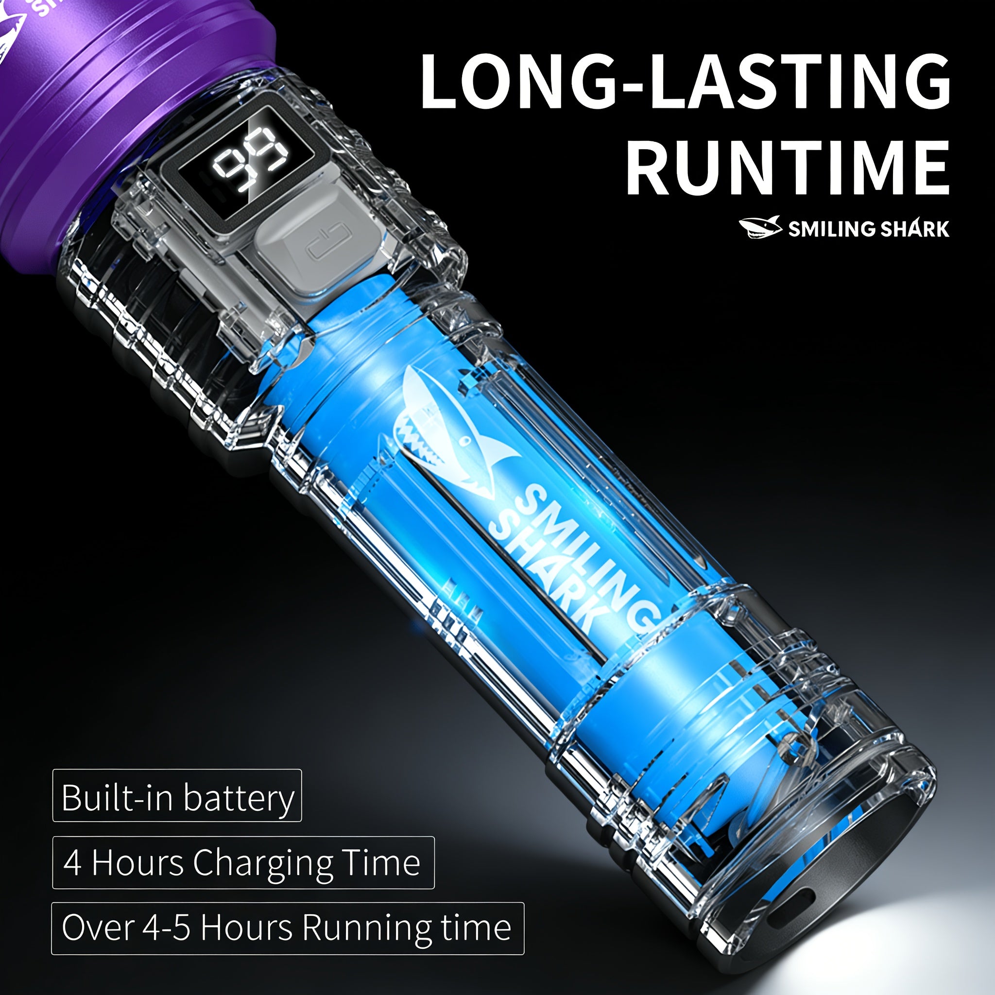 1 Lampe de poche LED XPE, double lumière blanc violet, 5 modes zoomable, rechargeable Type-C, indicateur de batterie, éclairage nocturne détection de scorpions test fluorescent, camping randonnée course à pied