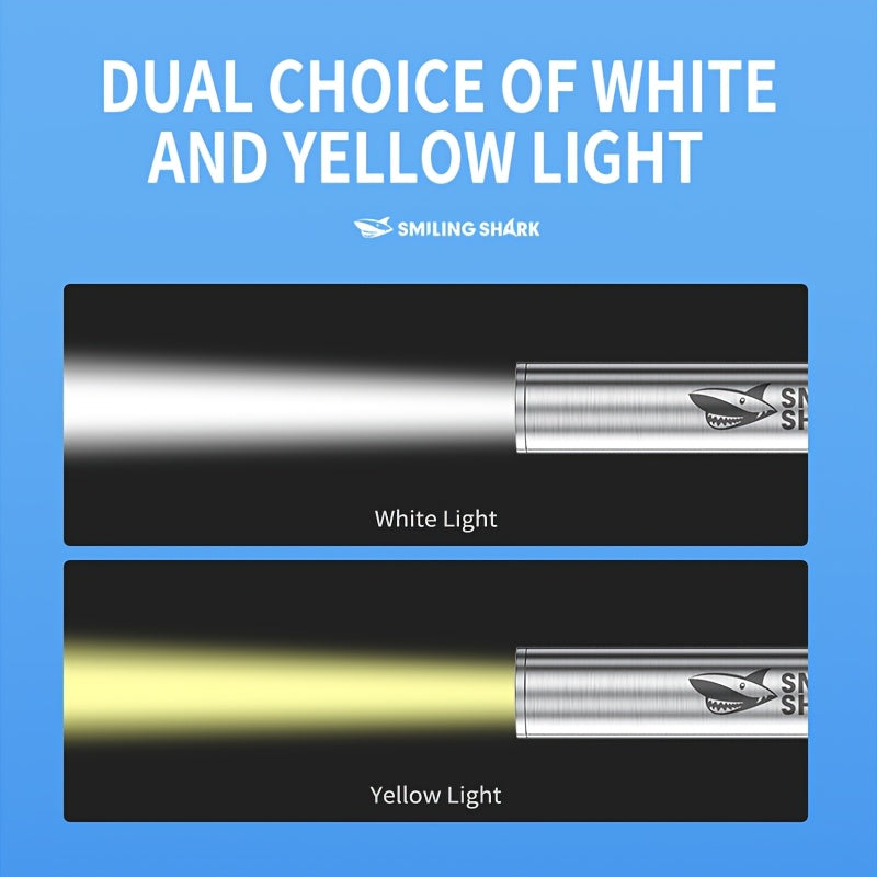 SMILING SHARK YK1960 LED Flashlight Mini Pen Style High Light White & Yellow Dual Light Source Type-C Charging Aluminum Alloy Body Pocket Clip Portable for Dental Ophthalmic Examination