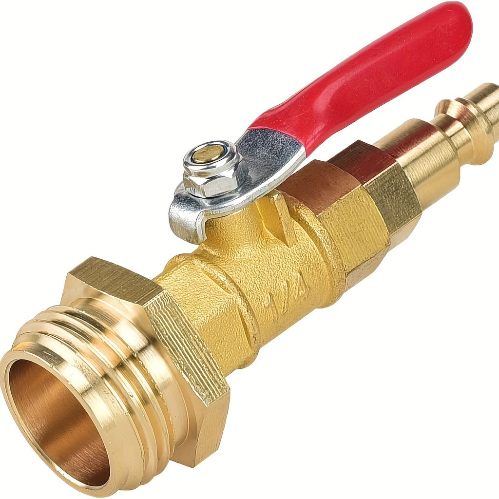 RV Winterize Blowout Adapter, with 1/4" Quick Connect Plug and 3/4" Garden Hose Thread, Winterize Quick Adapter with Ball Valve for Boat Camper Trailer Sprinkler System Irrigation Kit Fittings