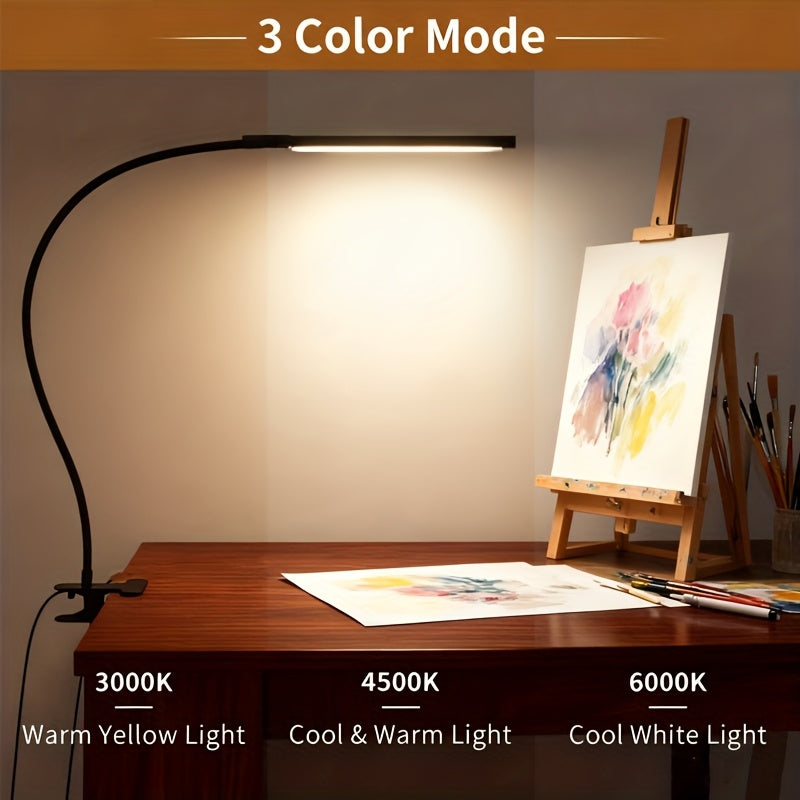 1pc USB metal stand clip desk lamp, photography fill light, adjustable height, three-color light adjustable, 360-degree metal flexible hose freely bendable, 96 LED beads, fill light clip lamp, reading light, desk lamp, night light