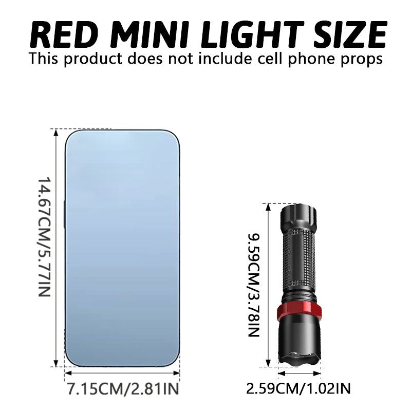 Portable Mini Red Flashlight, USB Rechargeable with 3 Light Modes, Lightweight Red LED Lamp Made of Plastic, Ideal for Camping, Travel and Hiking