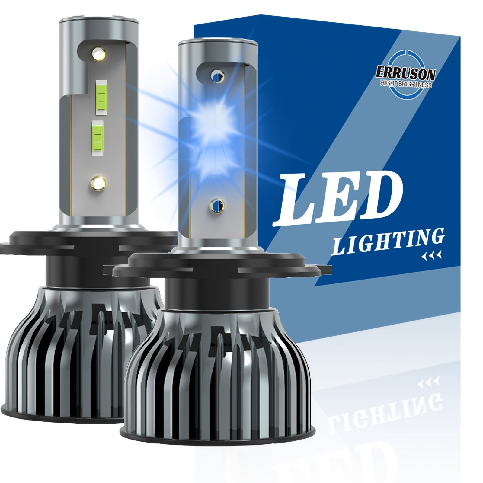 Erruson 2-Pack Dazzling Car Bulbs 9005/HB3 9006/HB4 H11 H4 H7 H1 High/Low Beam Dual-Use Turbo Light, 30000 Lumens 300W 3000K/4300K/6000K/8000K/25000K Car Light, 700% Brightness