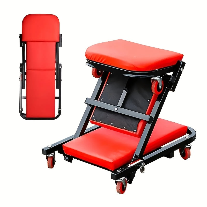 2-in-1 Creeper, 36 Inch; Z-Type Creeper Seat, Heavy-Duty Garage Chair Adjustable Rolling Folding Creeper; with Wheels. Father‘s Day Gift for Men