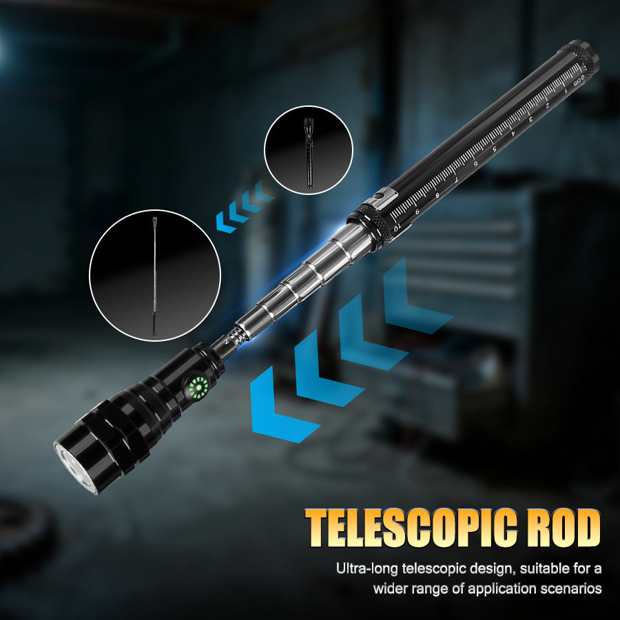 2025 New LED Flashlight, Telescopic Triple Lamp Head, Freely Adjustable Angle, Type-C Charging, Strong Magnetic Metal Clip, Super Bright Work Light Handheld Flashlight, Emergency Light with Scale Ruler