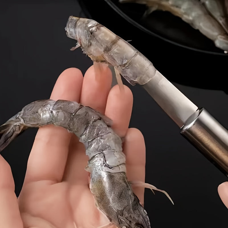 1 Piece Stainless Steel Shrimp Deveiner & Shell Remover Tool – Shrimp Cleaner & Peeler, Seafood Shell Cutter, Portable Shrimp Vein & Intestine Cleaner, Easy-Clean Kitchen Gadget for Lobster & Shrimp Preparation