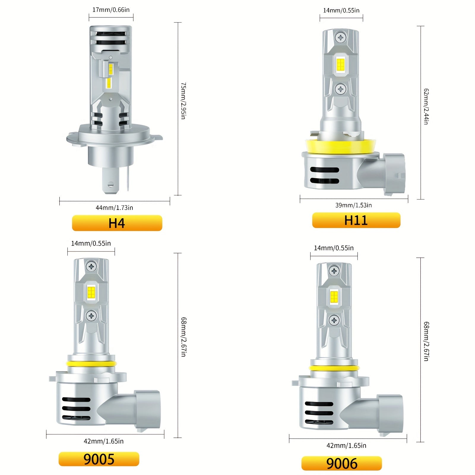 AILEO 2-Pack H11 LED Headlight Bulbs, Canbus Compatible, for H4, HB3, 9005, HB4, H9, H16JP and H8 Types, Provides 22000 Lumens and 100W Super Brightness, 6500K Color Temperature, for Car Turbo Headlights