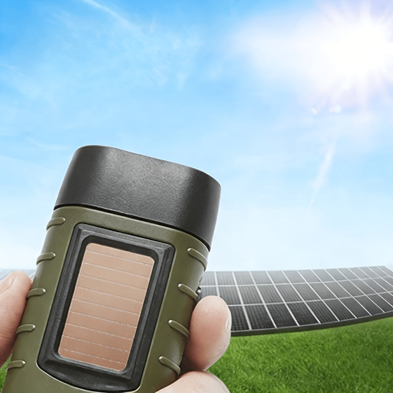 Hand Crank Solar Manual Power Flashlight Rechargeable LED Emergency Light Hand Crank & Solar Function Portable Backpack Flashlight IP66 Waterproof Outdoor Survival Gear