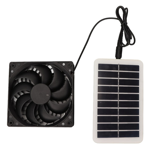 10W Portable Solar Panel with Two Cooling Fans, Intake or Exhaust Fan, Outdoor Ventilation Equipment for Pet Houses, Chicken Coops, Garages, Camping Windows, Dog Houses, Sheds and Outdoor Spaces (No Battery Needed)