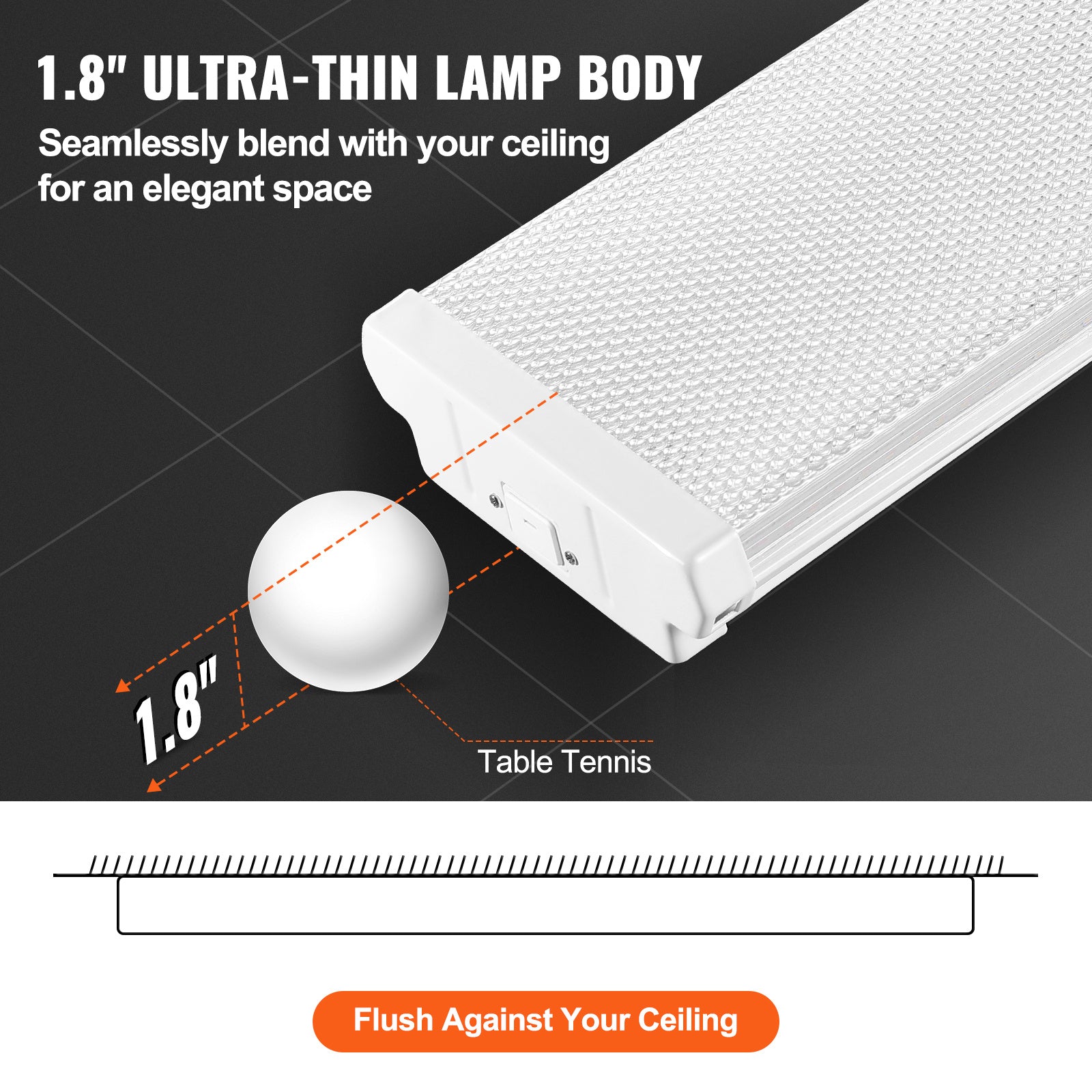 VEVOR 4/8 ft LED wrap light, 50W, 5500LM recessed LED shop light, 4-pack 6500K daylight LED kitchen ceiling light fixture, suitable for garage, office, laundry room fluorescent light replacement, FCC certified