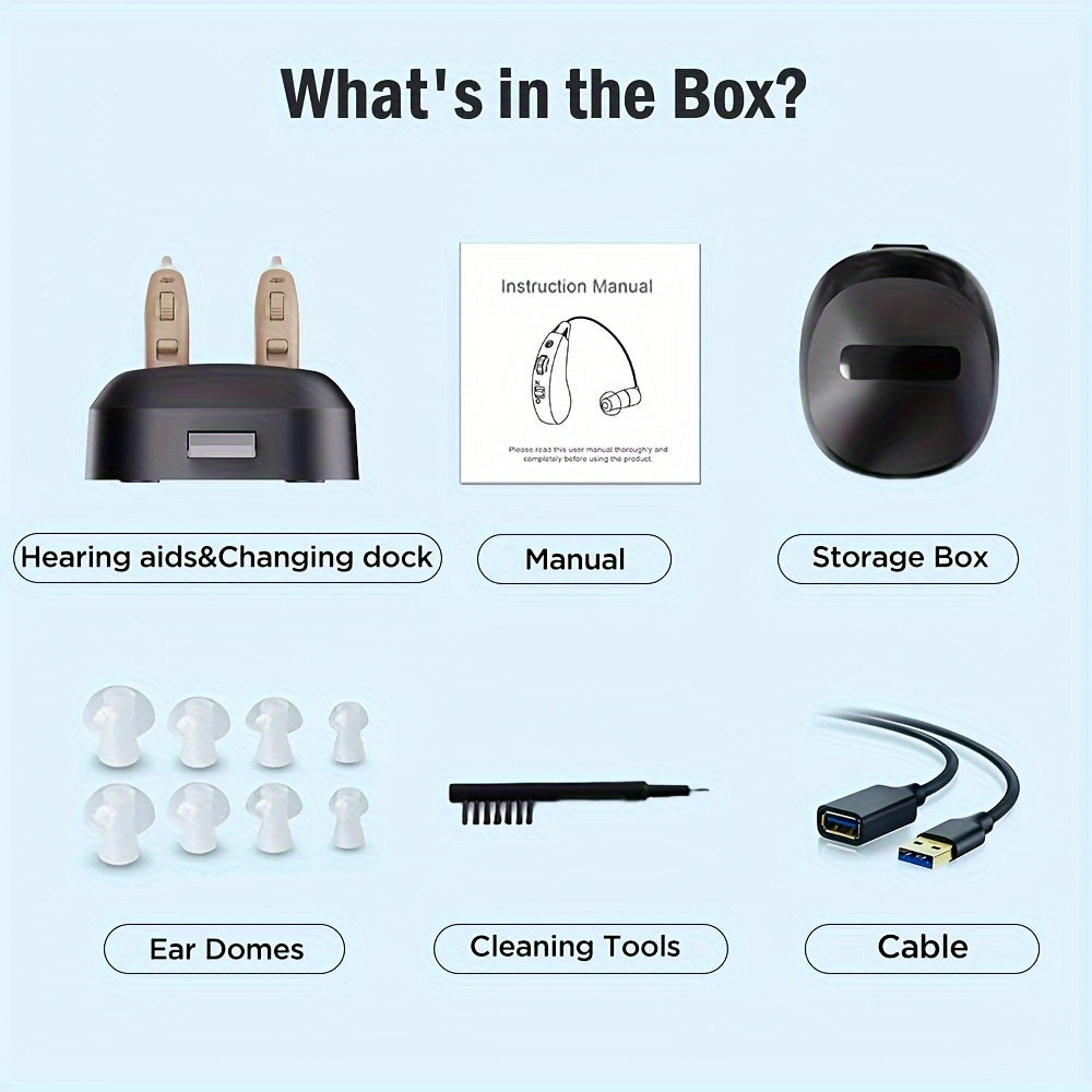 老年人真聽力器（非放大器）可充電聽力損失專業人員帶充電碼頭（米色）