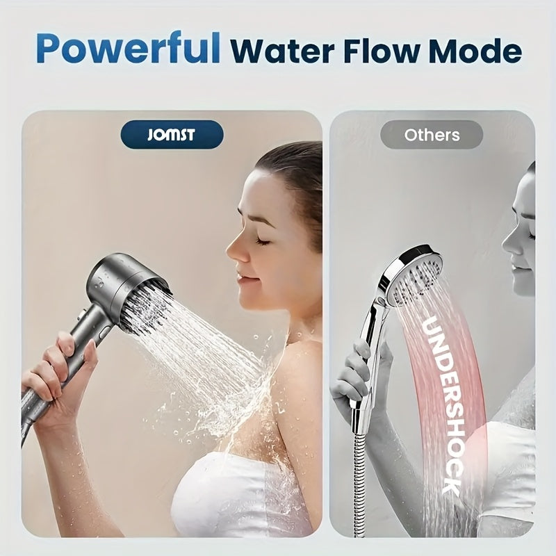 High Pressure Shower Head with Turbo Spray - Wall Mount, No Power Needed, 6-Stage Water Filter, Skin-Friendly - Rain Shower Set with 68-inch Hose