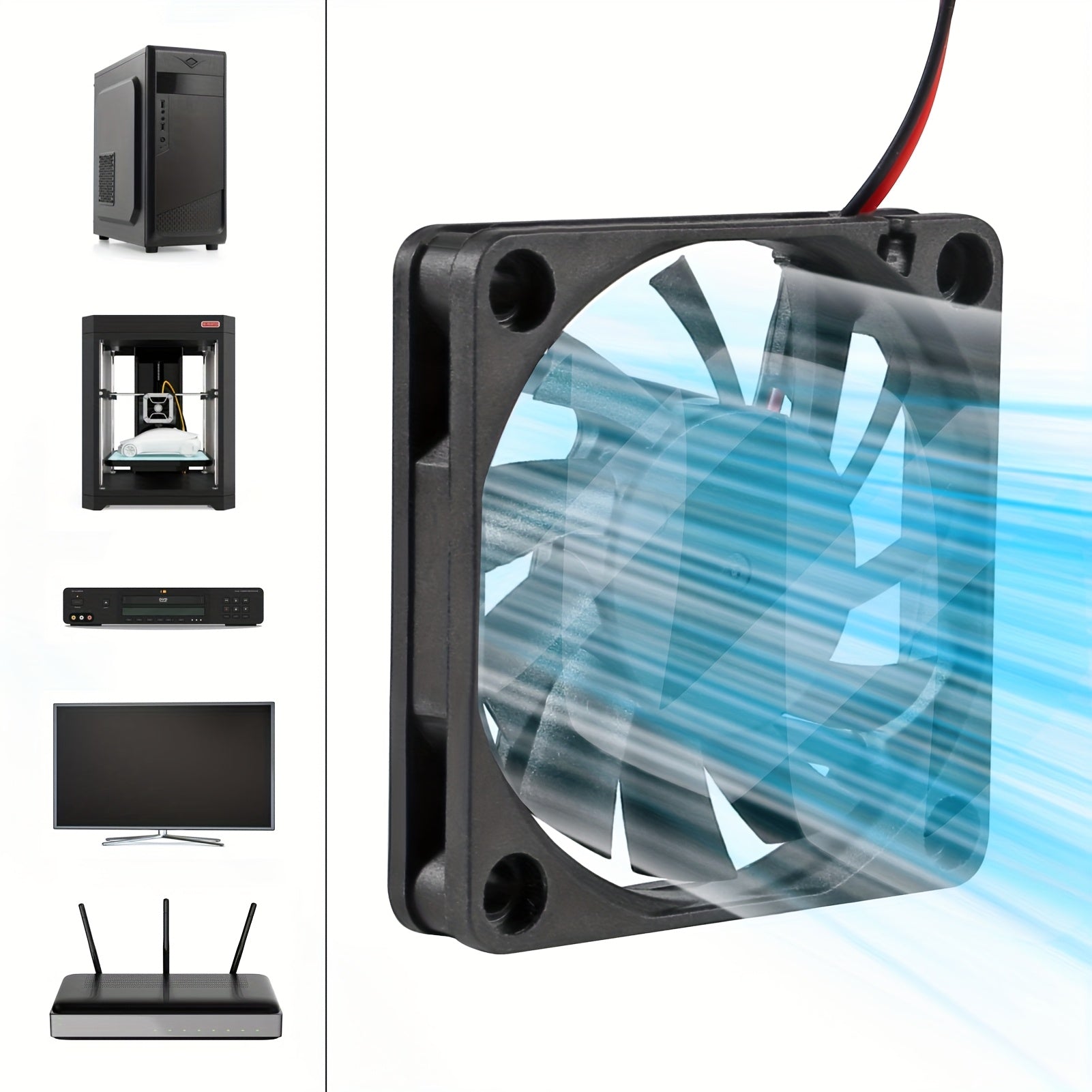 En: 4 Pack AOKIN 6010 60mm DC Cooling Fan, 12V/24V Dual Voltage, 60x60x10mm 2-Pin Hardwired, for 3D Printer, Electronics, PC CPU Cooler