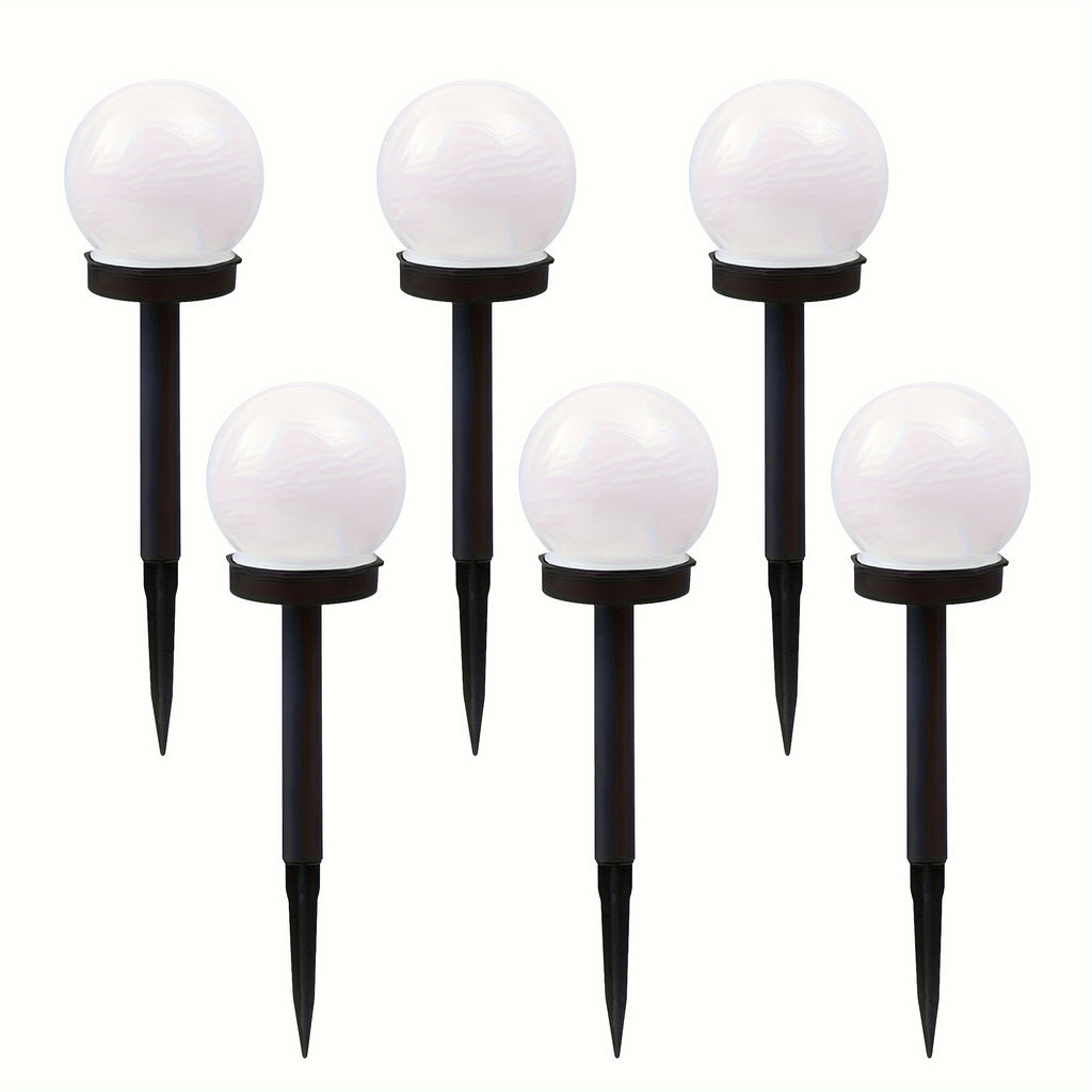 Solar White Ball Lawn Light Landscape Spotlight, White LED Outdoor Globe Courtyard Light, Perfect for Garden, Lawn, Pathway, Walkway Decoration, Solar Globe Light, Street Light, Floor Lamp, Perfect for Festival Party Decorative Light 6pcs