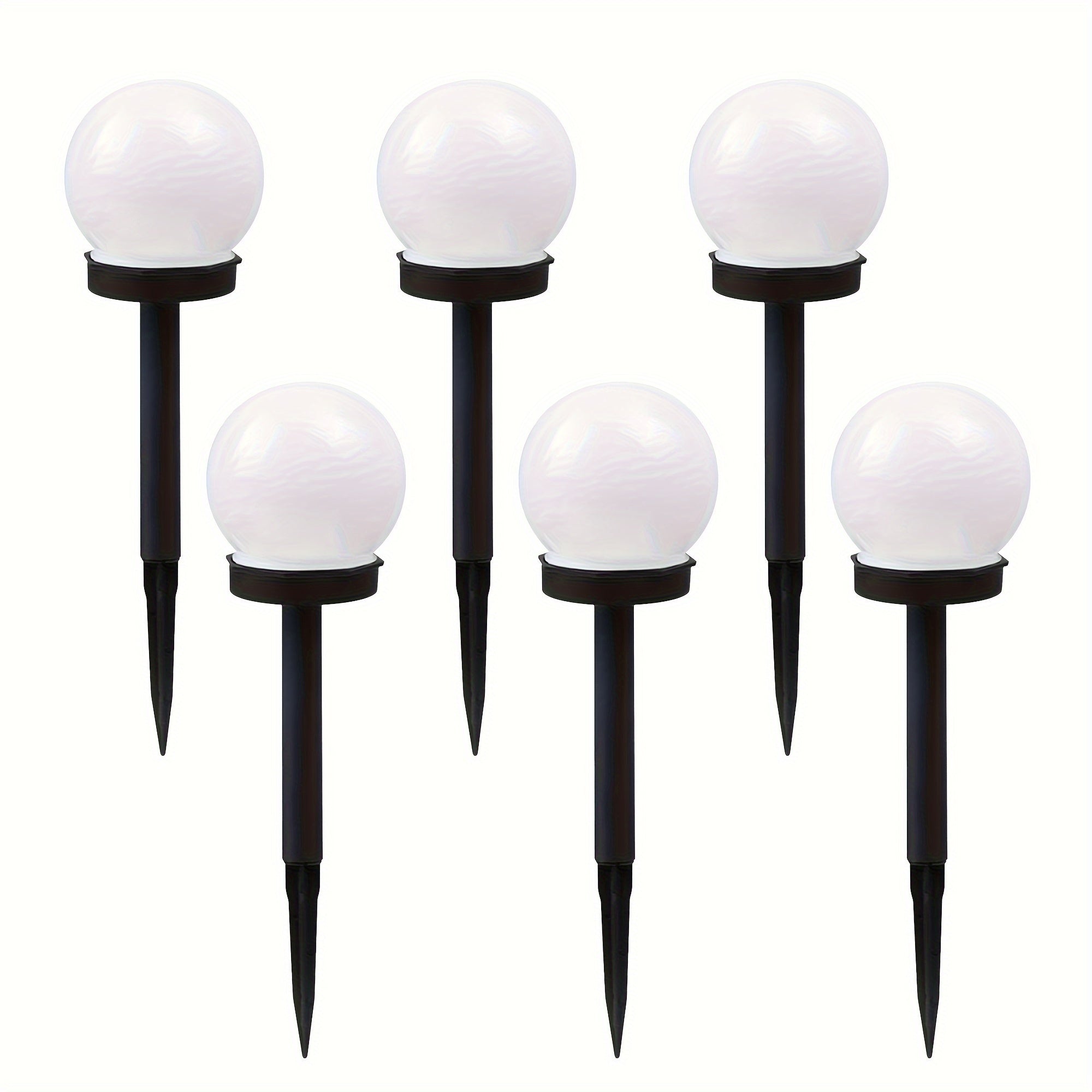 Solar White Ball Lawn Light Landscape Spotlight, White LED Outdoor Globe Courtyard Light, Perfect for Garden, Lawn, Pathway, Walkway Decoration, Solar Globe Light, Street Light, Floor Lamp, Perfect for Festival Party Decorative Light 6pcs
