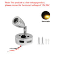 1pc RV reading light rotatable LED spotlight, with push button switch, suitable for camper van, station wagon, marine yacht indoor lighting fixture, bedside reading light, DC12-24V