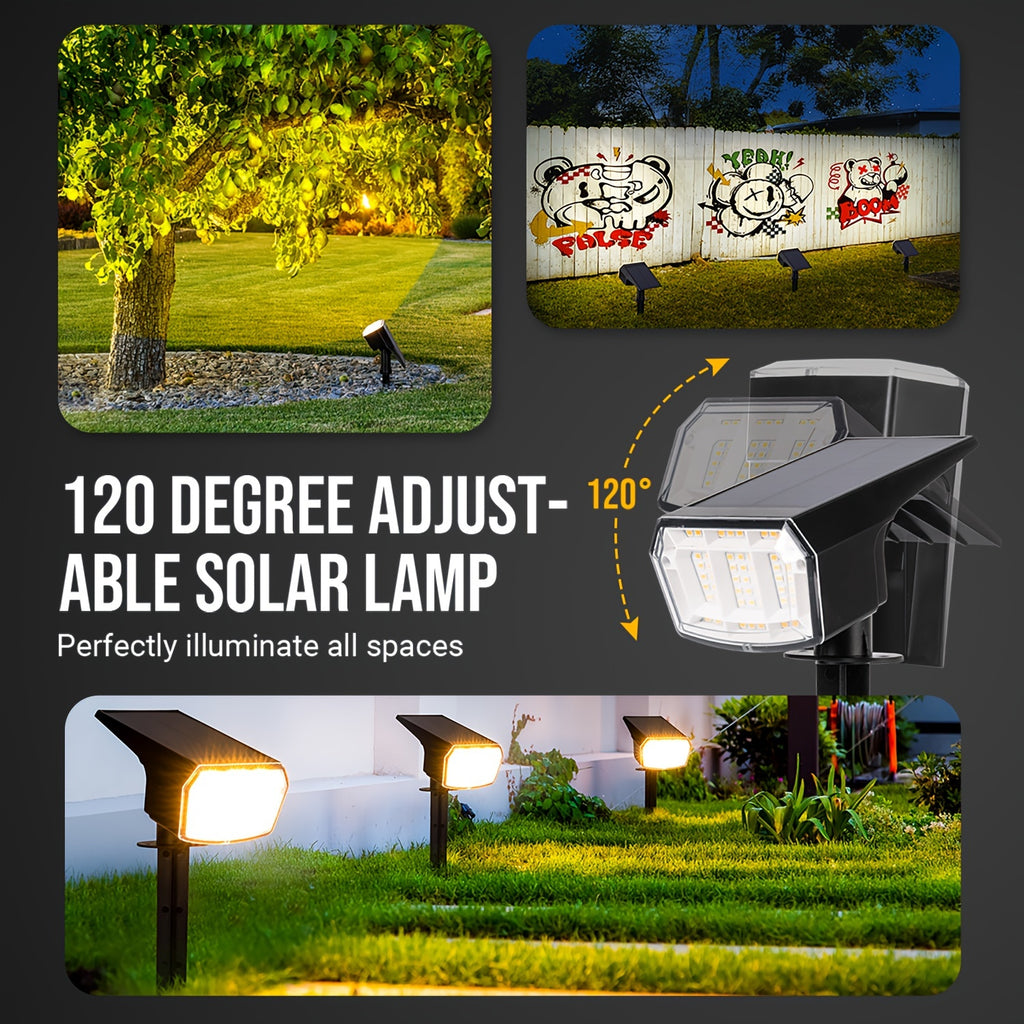 12/2-Piece Solar Outdoor Light Garden IP65 Waterproof 3 Lighting Modes Solar Spotlight Christmas Decoration Outdoor Accent Light Landscape Solar Light Outdoor Courtyard Landscape Lighting Suitable for Garden, Courtyard, Camping