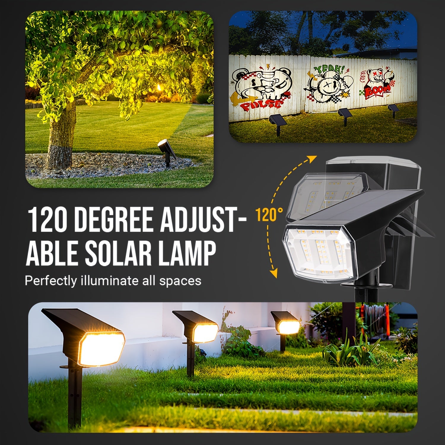 12/2-Piece Solar Outdoor Light Garden IP65 Waterproof 3 Lighting Modes Solar Spotlight Christmas Decoration Outdoor Accent Light Landscape Solar Light Outdoor Courtyard Landscape Lighting Suitable for Garden, Courtyard, Camping