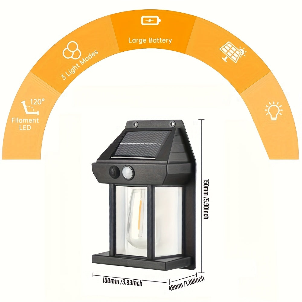 1/2/4 Pack Smart LED Solar Light, PIR Motion Sensor Solar Wall Light, Outdoor Solar Charging High Brightness Street Light, 3 Modes Solar Powered Decorative Garden Light Security Lighting, Mini Step Light, Perfect for Porch, Pathway, Courtyard